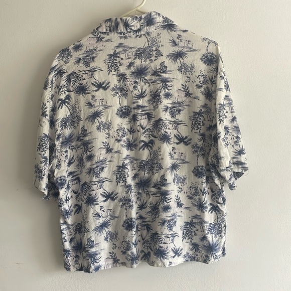 Abercrombie and Fitch Women’s Cropped Boxy Linen Button Down Shirt Medium White - Picture 5 of 7